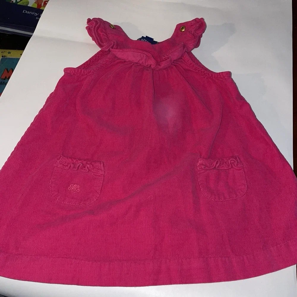 Vtg RALPH LAUREN Baby Girl's Burgundy Corduroy Dress Size 12‎ months